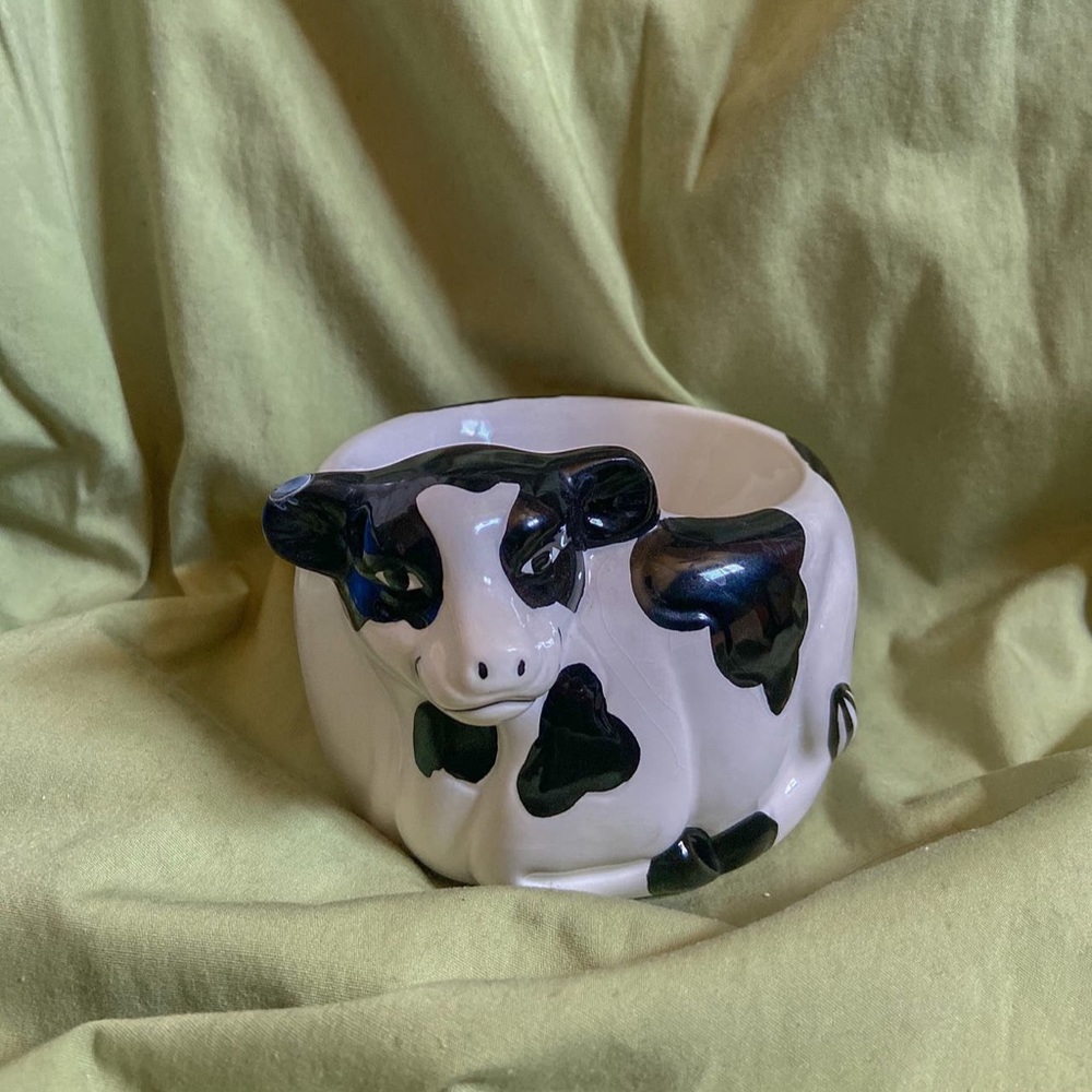 Vintage Ceramic Cow Bowl Trinket Dish